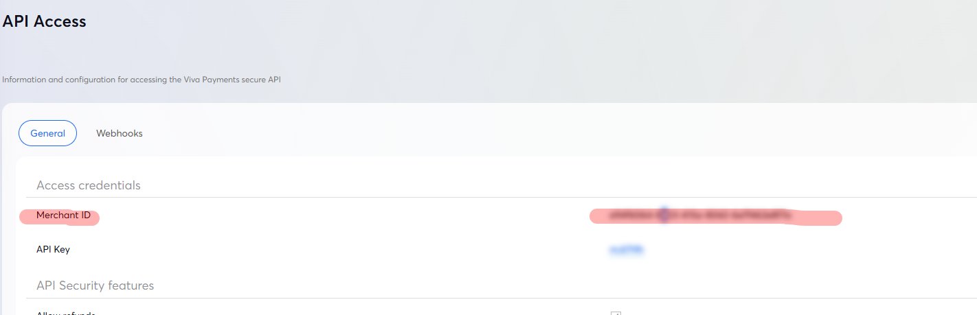 Viva.com API Access - Merchant ID gemarkeerd